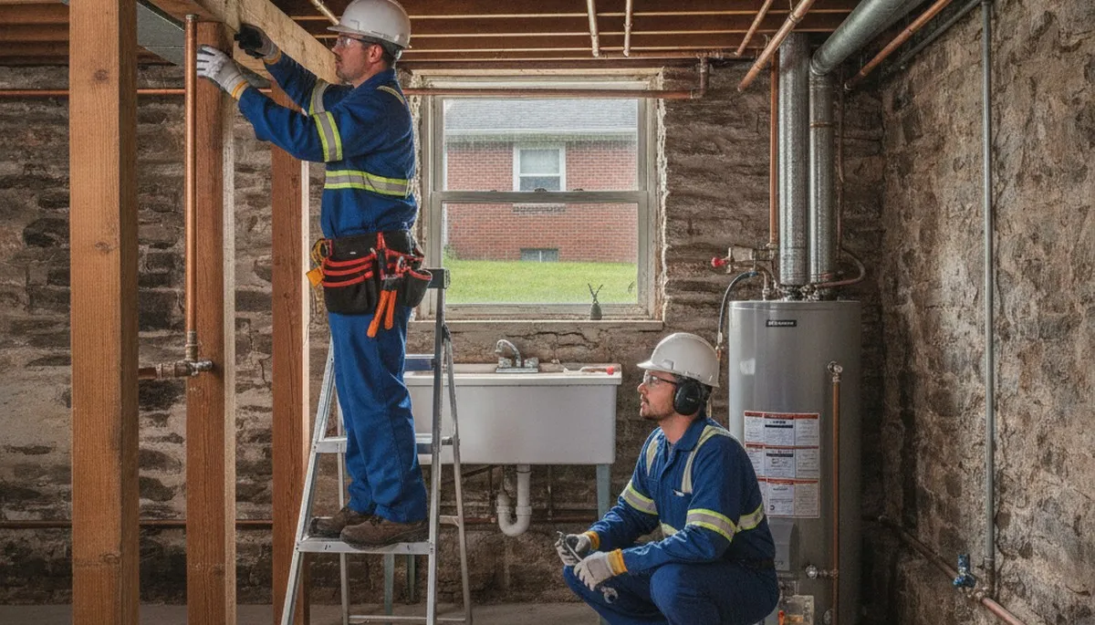 Plumber repairing a pipe in Staten Island, NY for plumbing repair service