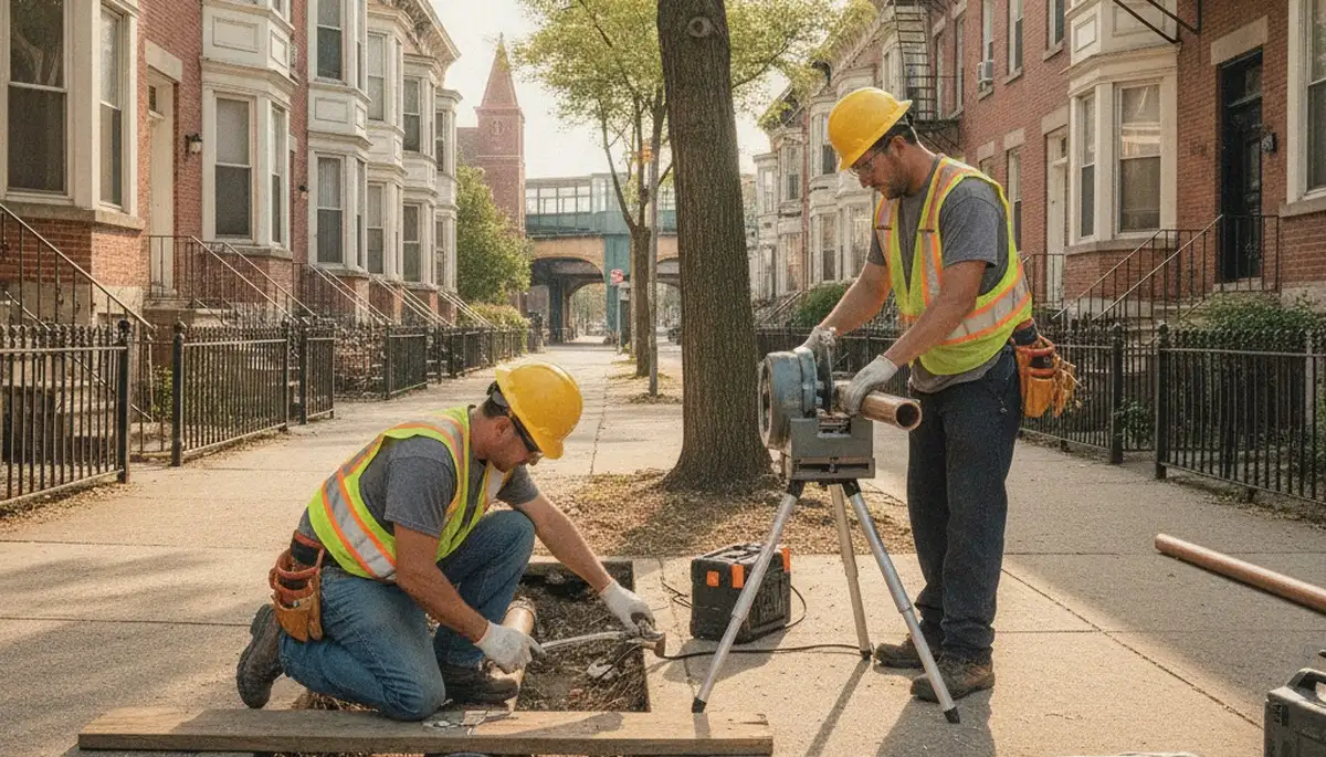 Plumber repairing a pipe in Staten Island, NY for residential plumbing service