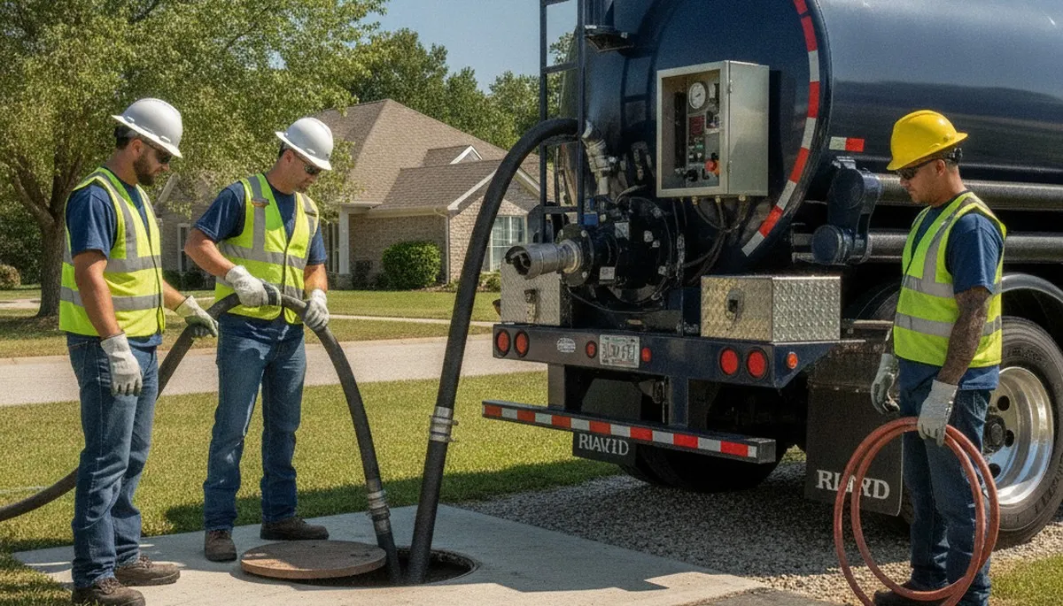 Septic pumping service truck for Staten Island, NY homes by On Call Plumbers