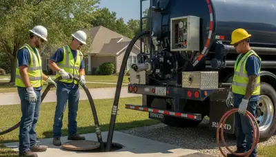 Septic pumping service truck for Staten Island, NY homes by On Call Plumbers