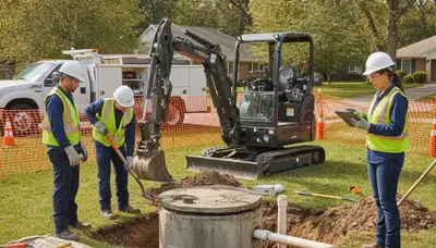 Staten Island, NY plumber inspecting septic repair system for a home service call