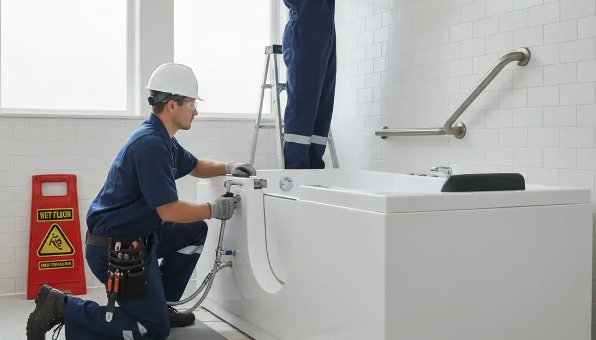 Walk-in tub installation by Staten Island, NY plumbers for safe, accessible home bathing